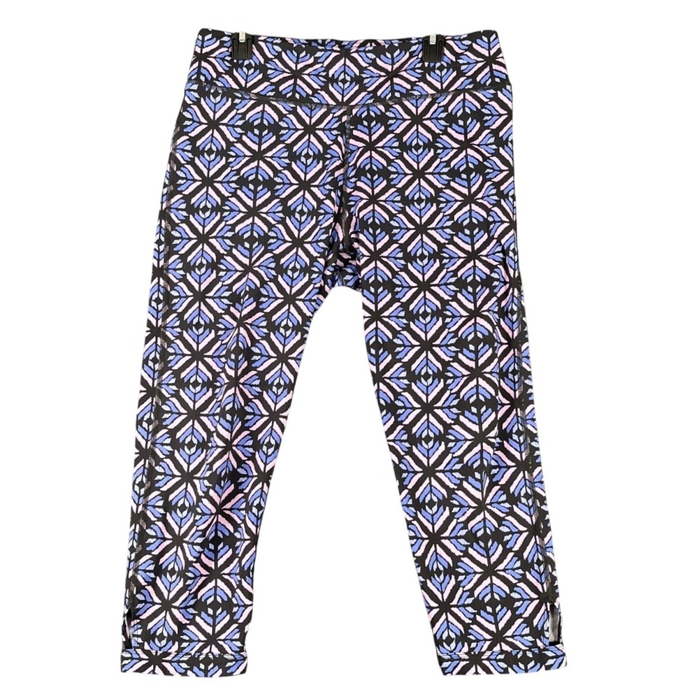 Aerie Geometric Print‎ Cropped Leggings High Waist Yoga Pants Purple XL Womens